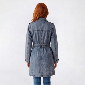 Juniors Stoosh Denim Wash Trench Coat with Tie Belt alternate view